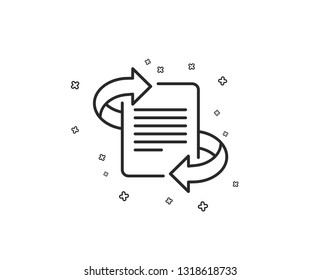 Marketing line icon. Page with arrows sign. Article symbol. Geometric shapes. Random cross elements. Linear Marketing icon design. Vector