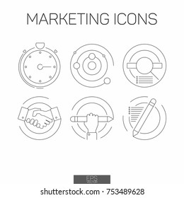 Marketing line icon set