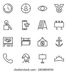 Marketing line icon set. Collection of high quality black outline logo for mobile concepts and web apps. Marketing set in trendy flat style. Vector illustration on a white background