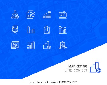 Marketing line icon set. Strategy, project, team. Analysis concept. Can be used for topics like finance management, teamwork, planning