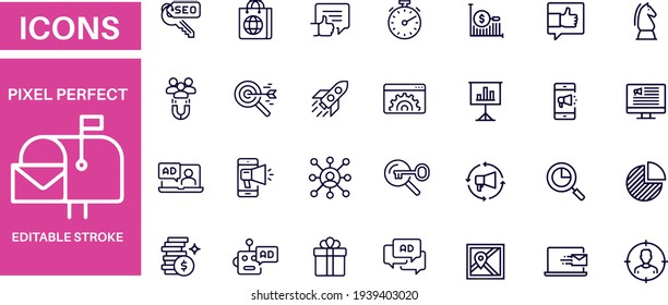 Marketing Line Icon SeT vector design