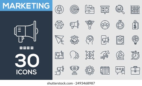 Marketing line icons collection. Thin outline icons pack. Vector illustration