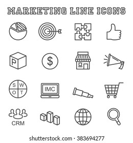 marketing line icons, mono vector symbols