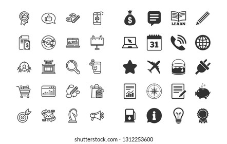 Marketing line icons. Set of Strategy, Feedback and Advertisement campaign signs. Research, Communication and Keywords symbols. Chess Knight, Target and Mail. Vector