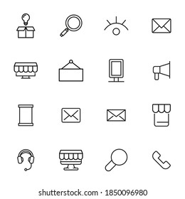 Marketing line icons set. Stroke vector elements for trendy design. Simple pictograms for mobile concept and web apps. Vector line icons isolated on a white background.