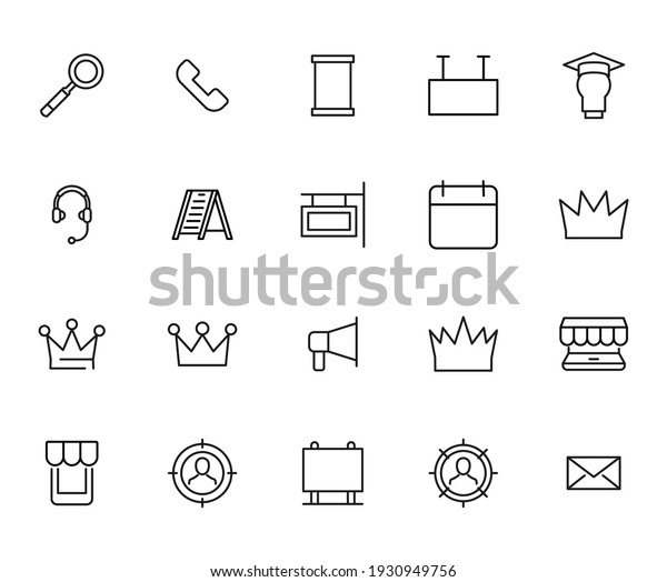 Marketing line icons set.
Stroke vector elements for trendy design. Simple pictograms for
mobile concept and web apps. Vector line icons isolated on a white
background.