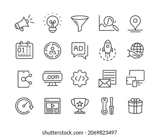 Marketing Line Icons - Vector Line Icons. Editable Stroke. Vector Graphic