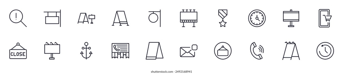 Marketing line vector pictograms pack. Editable stroke. Simple linear illustration that can be used as a design element for apps and websites