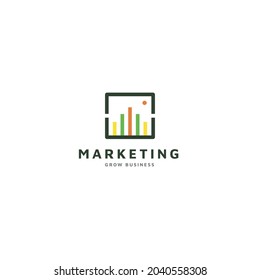 marketing logo with bar chart logo design