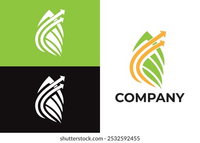 marketing logo design, business logo, growth sign, abstract leaf logo, sales logo, agency