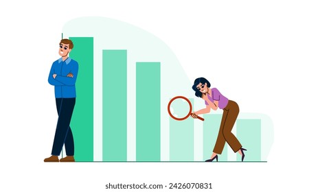 marketing long tail keywords  vector.  technology computer, business tool, chart blog marketing long tail keywords character. people flat cartoon illustration