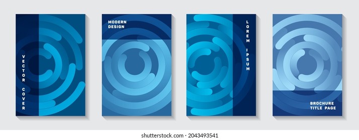 Marketing magazine covers design. Flat flyer circles spiral motion vector backdrops. Aim goal achievement circles concept. Graphic notebook title pages templates.