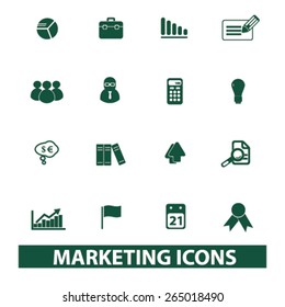 marketing, management icons, signs, illustrations set, vector