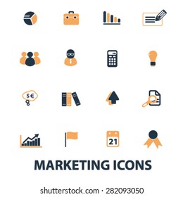 marketing, management icons, signs, illustrations set, vector