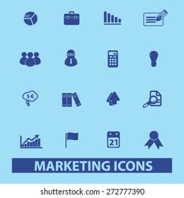 marketing, management, presentation icons, signs, illustrations set, vector