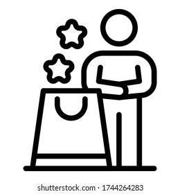 Symbol für Marketing Manager Übersicht über das Vektor-Vektorsymbol für Web-Design, isoliert auf weißem Hintergrund