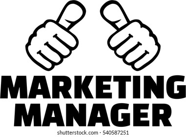 Marketing manager with thumbs. T-Shirt design.