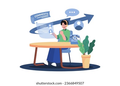 Marketing manager using customer feedback to create targeted advertising campaigns.