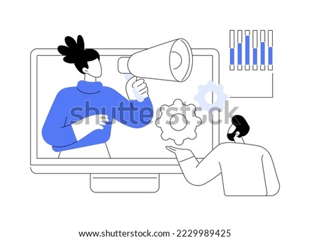 Marketing meetup abstract concept vector illustration. Marketing conference, digital meetup, sharing experience, business internet forum, social networking, b2b market meeting abstract metaphor.
