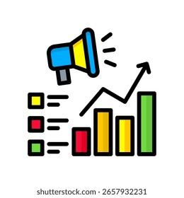 Ícone de Métricas de Marketing Ilustração do Vetor de Cores Lineares