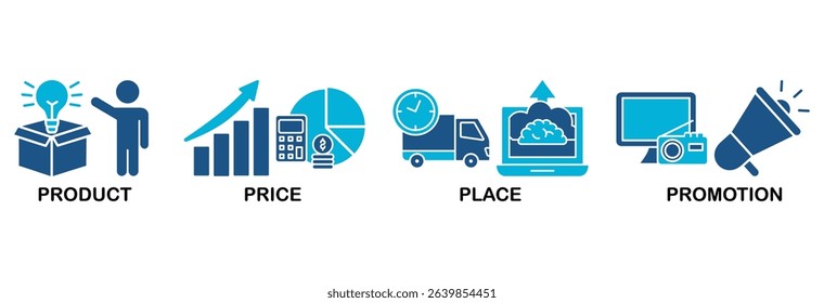 Marketing mix 4P icon set vector illustration concept with icon of product, price, place, and promotion