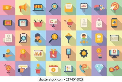 Marketing Mix Icons Set Flat Vector. Market Consumer. Demand Mix