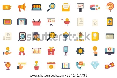 Marketing mix icons set flat vector. Market consumer. Demand mix isolated