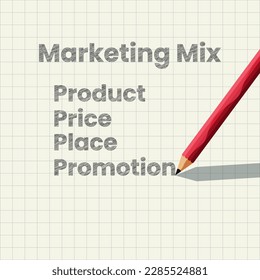 Marketing Mix in pencil strokes illustration