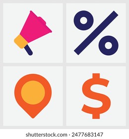 Marketing Mix Research Icon Vector Flat Illustration