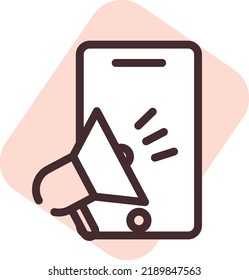Marketing mobil, Illustration, Vektorgrafik auf weißem Hintergrund.