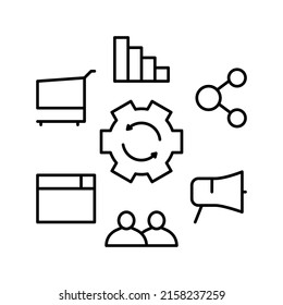 vector de icono de línea de modelo de marketing. signo de modelo de marketing. símbolo de contorno aislado ilustración negra