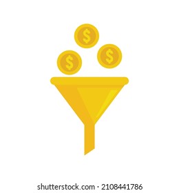 Marketing Money Funnel Icon. Flat Illustration Of Marketing Money Funnel Vector Icon Isolated On White Background