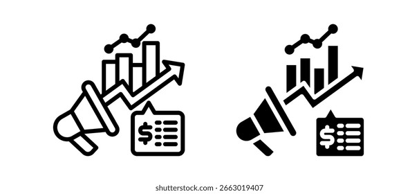 Marketing mehrere Symbol-Set von two.line und Glyphe Vektorgrafik