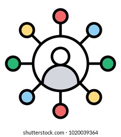 Marketing network colored line icon, affiliate marketing concept