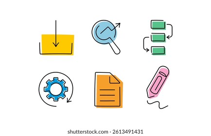 Marketing one line icon set