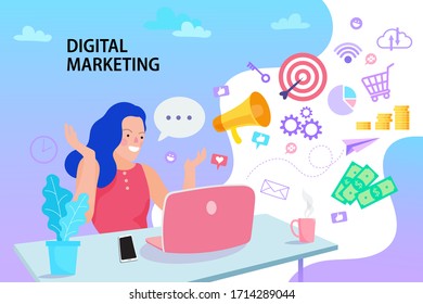 marketing online conference. infographic element icons flat cartoon concept. design for banner mobile and web. vector illustration infographic social media business.