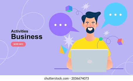marketing online conference. infographic element icons flat cartoon concept. design for banner web. vector illustration infographic social media business. 
