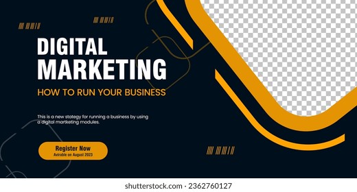 marketing, online element banner and sign templates. Modern business banner template design with Dark and yellow abstract banner template