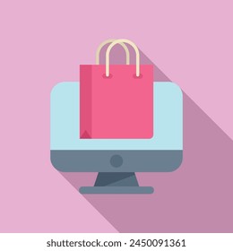 Marketing online sale icon flat vector. Care credit online. Customer market order