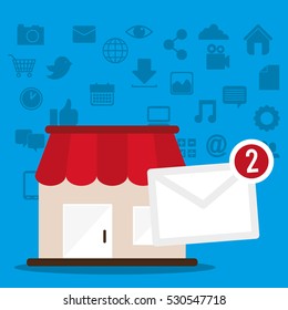 marketing online shop message receiving vector illustration eps 10