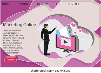 Marketing online web page concept. Creative idea design. Flat vector illustration for template, brochure or presentation.