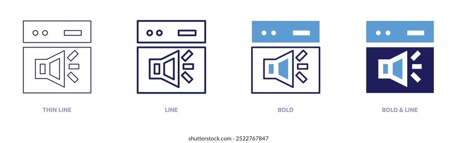 Marketing outreach icon in 4 different styles. Thin Line, Line, Bold, and Bold Line. Duotone style. Editable stroke.