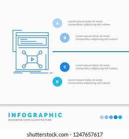 Marketing, page, video, web, website Infographics Template for Website and Presentation. Line Blue icon infographic style vector illustration