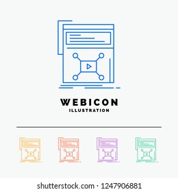 Marketing, page, video, web, website 5 Color Line Web Icon Template isolated on white. Vector illustration