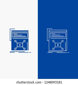Marketing, page, video, web, website Line and Glyph web Button in Blue color Vertical Banner for UI and UX, website or mobile application