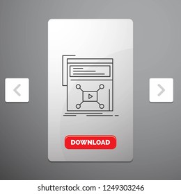 Marketing, page, video, web, website Line Icon in Carousal Pagination Slider Design & Red Download Button