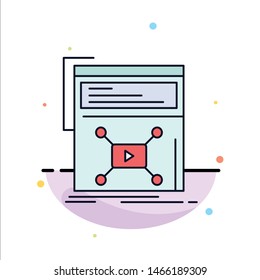 Marketing, page, video, web, website Flat Color Icon Vector. Vector Icon Template background