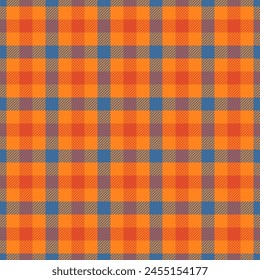 Marketing pattern check vector, dining room background seamless plaid. Birthday card tartan textile fabric texture in vivid tangerine and cyan color.