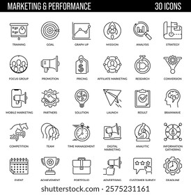 Marketing and Performance Icons Design, Best for Digital Marketing, ecommerce, adn social media platforms.