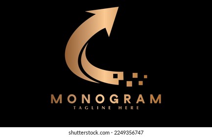 Plantilla de logotipo del vector de monograma abstracto del servicio de píxeles de marketing